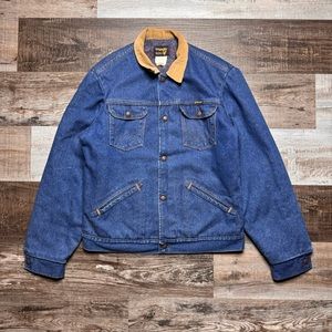 Vintage 80s 90s Wrangler Denim Blanket Lined Jacket Made in USA Western Mens
